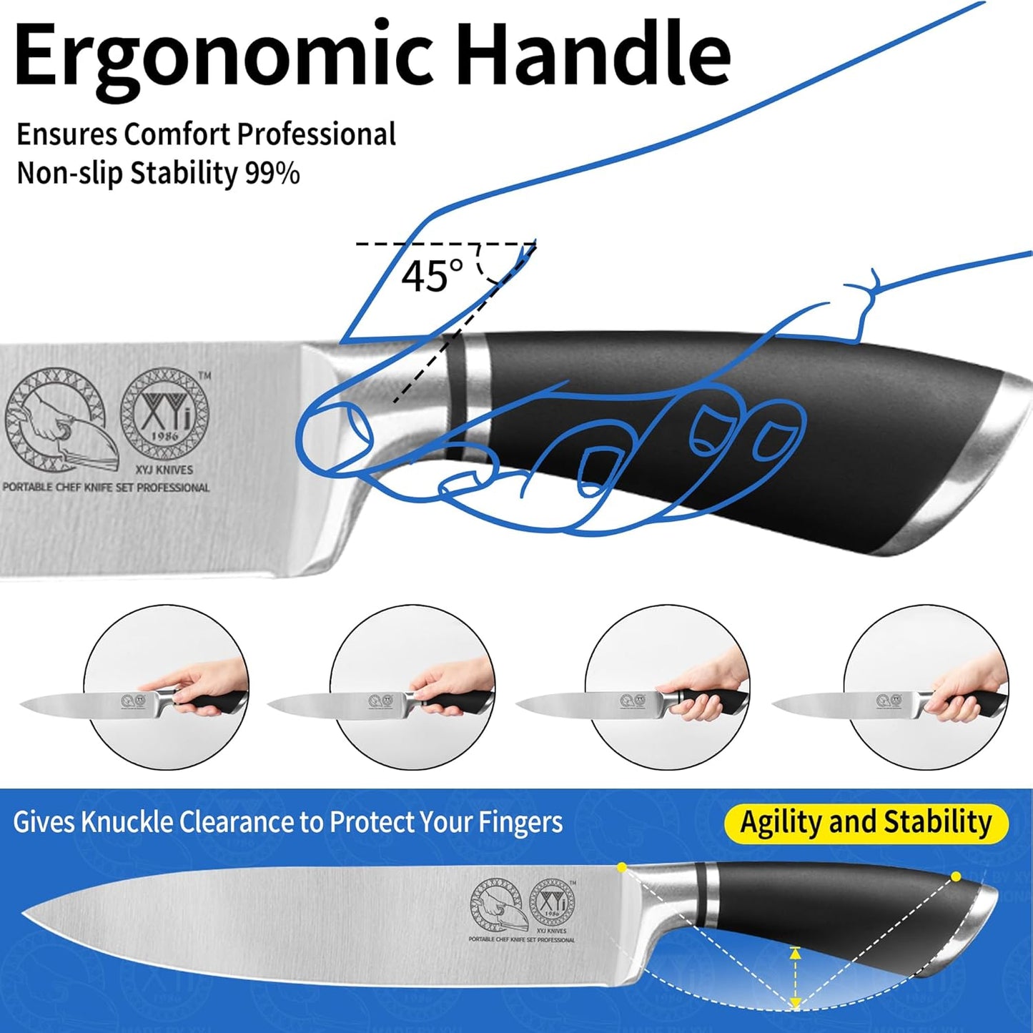 Knives Authentic Since 1986,Chef Knife Professional Set with Bag,Cleaver Butcher Knife for Meat Cutting Bag
