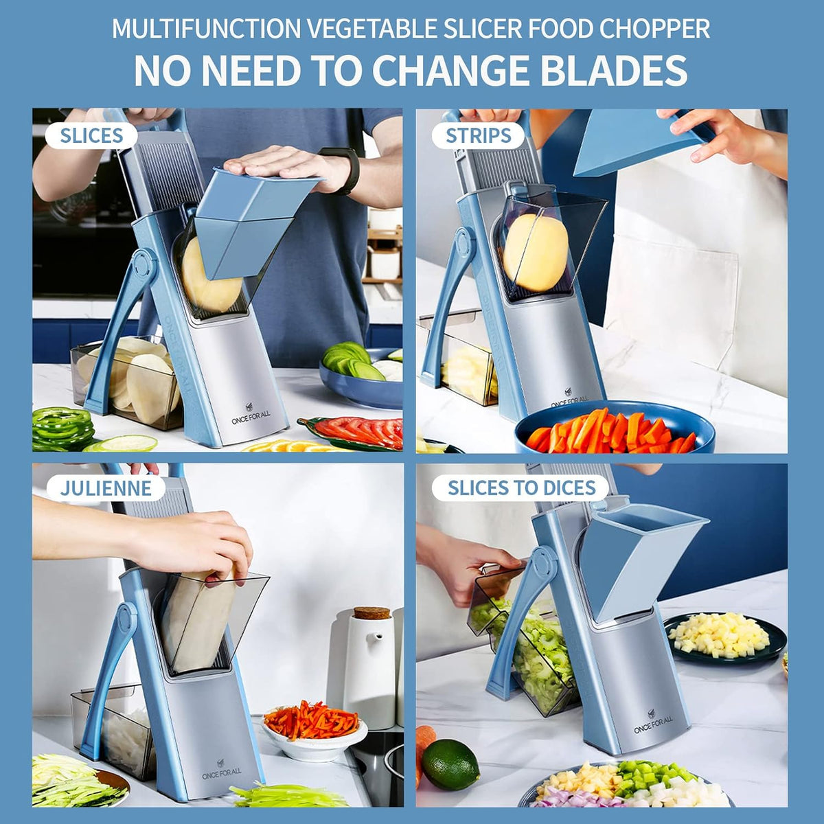 Upgrade Safe Mandoline Slicer Plus, Bigger Size, SkyBlue