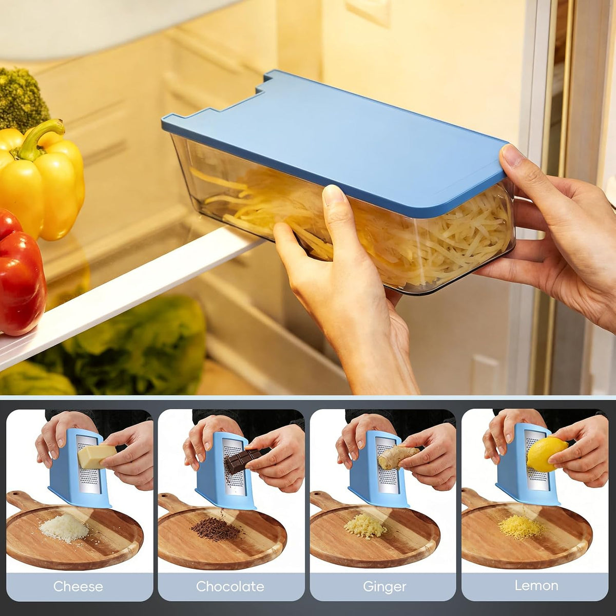 Upgrade Safe Mandoline Slicer Plus, Bigger Size, SkyBlue