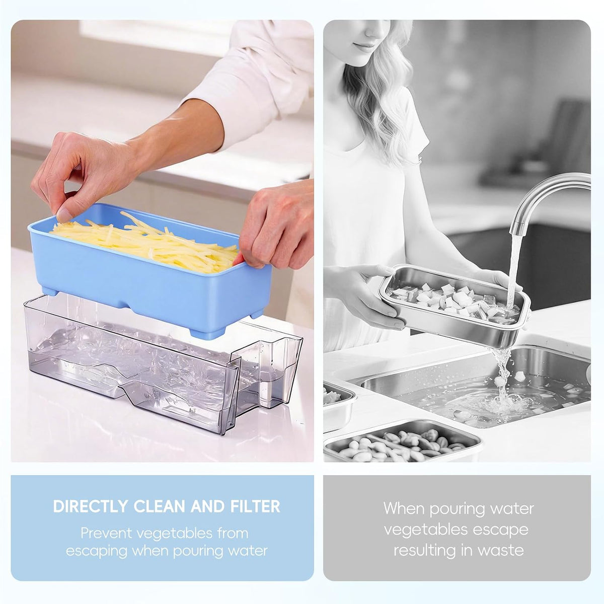 Upgrade Safe Mandoline Slicer Plus, Bigger Size, SkyBlue