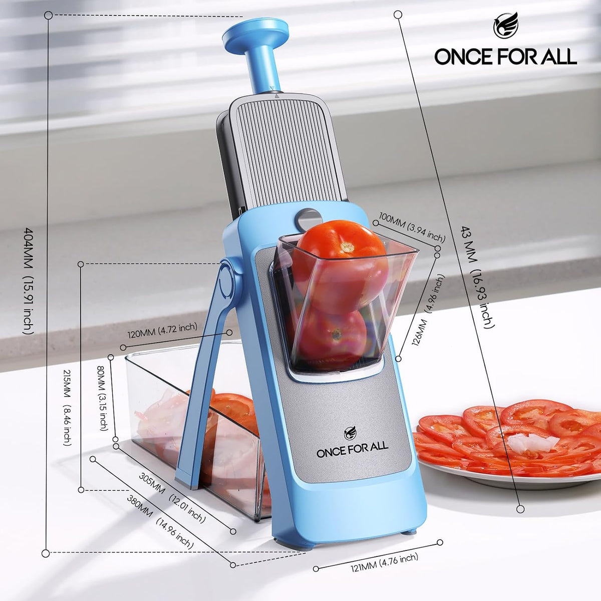 Upgrade Safe Mandoline Slicer Plus, Bigger Size, SkyBlue
