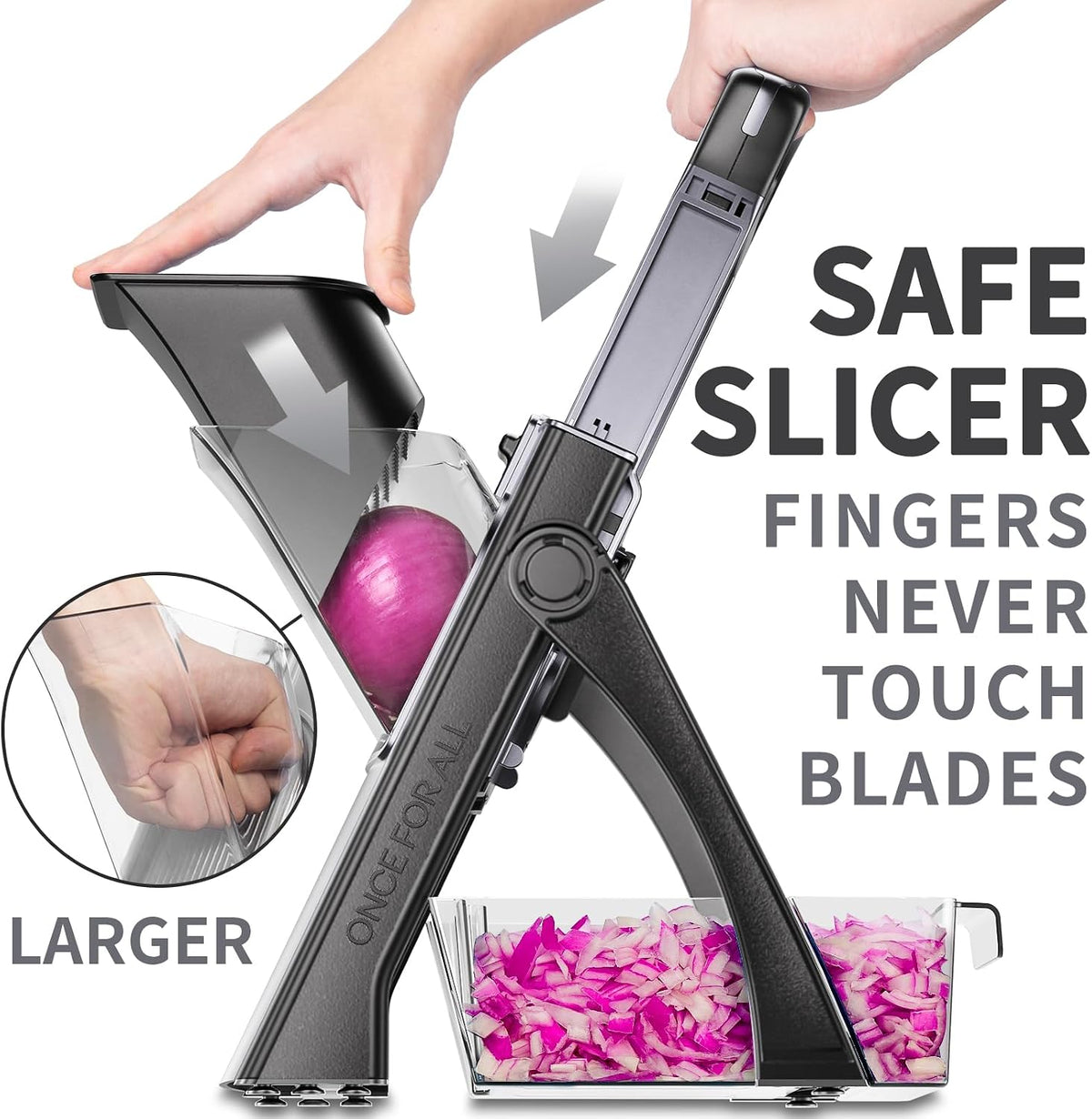Upgrade Safe Mandoline Slicer Plus, Bigger Size, SkyBlue