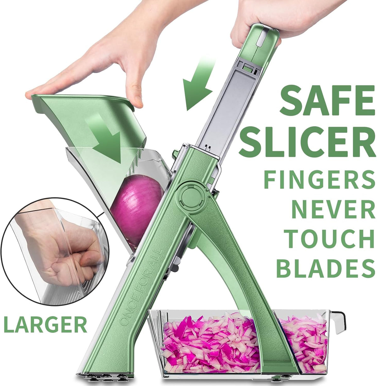 Upgrade Safe Mandoline Slicer Plus, Bigger Size, SkyBlue
