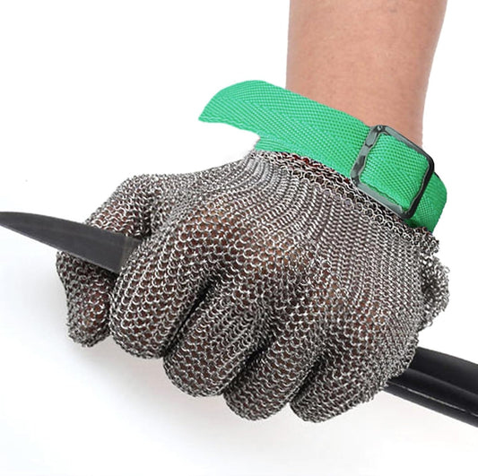 5pcs Knife Resistant Gloves For Kitchen Dining Room, 9-Level Protective Metal Cutting Chainmail Cut Proof Gloves