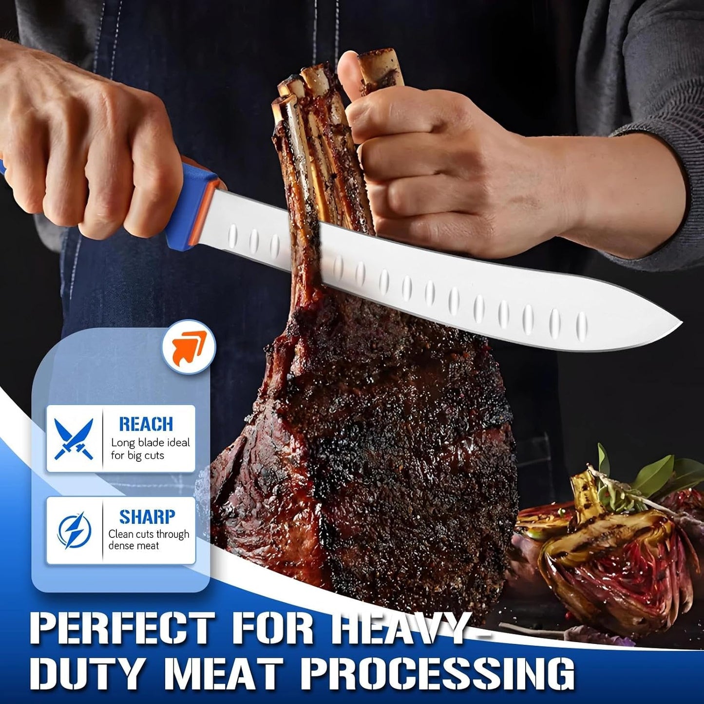 6 Inch Skinning Knife, Meat Butcher Knife for Beef & Processing, Stainless Steel Kitchen Knife, Sharp Boning & Cutting Knife with Non-Slip Handle