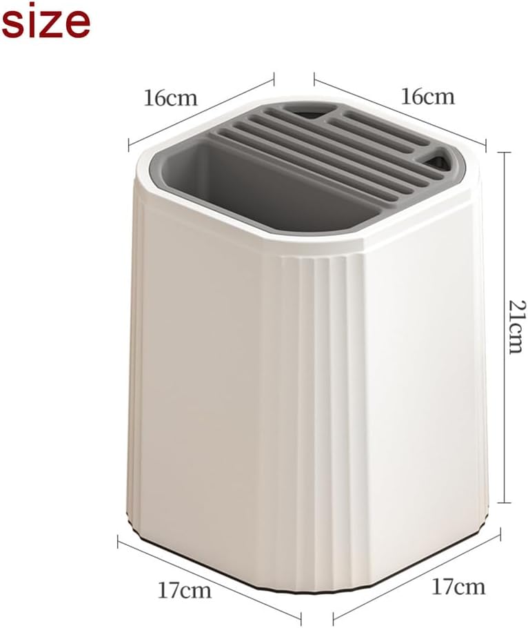 Universal Knife Block Holder -Kitchen Knife Storage Unique Slot Design to Protect Blades, Organizer Detachable for Easy Cleaning, White,Beige