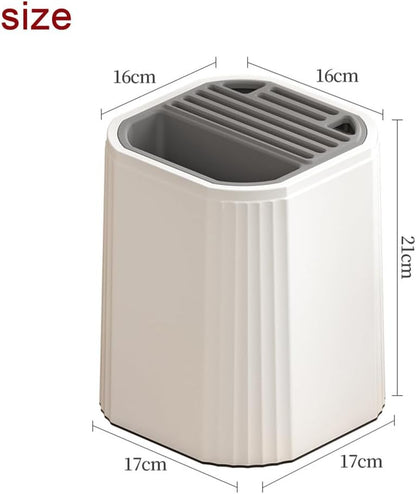 Universal Knife Block Holder -Kitchen Knife Storage Unique Slot Design to Protect Blades, Organizer Detachable for Easy Cleaning, White,Beige