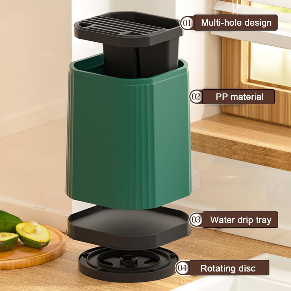 Universal Knife Block Holder -Kitchen Knife Storage Unique Slot Design to Protect Blades, Organizer Detachable for Easy Cleaning, White,Beige