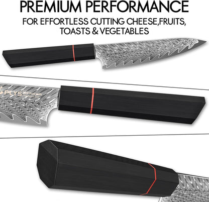 5.5-Inch Japanese Chef Knife - Razor Sharp Damascus Small Kitchen Knife, AUS-10 Steel for Paring Knife with G10 Handle