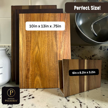 The Cutting Board Library™ (Original Design) | Decorative Kitchen Board Collection Bundle with Display Stand | Premium Acacia Wood | Stabilized Non-Slip Base