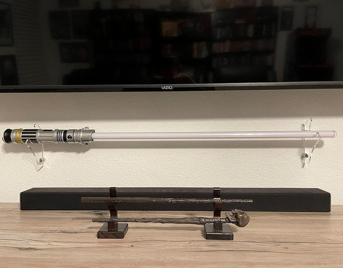 lightsaber rack, wall-mounted lightsaber rack, suitable for swords, 1 pair of lightsaber sabers (Transparent)