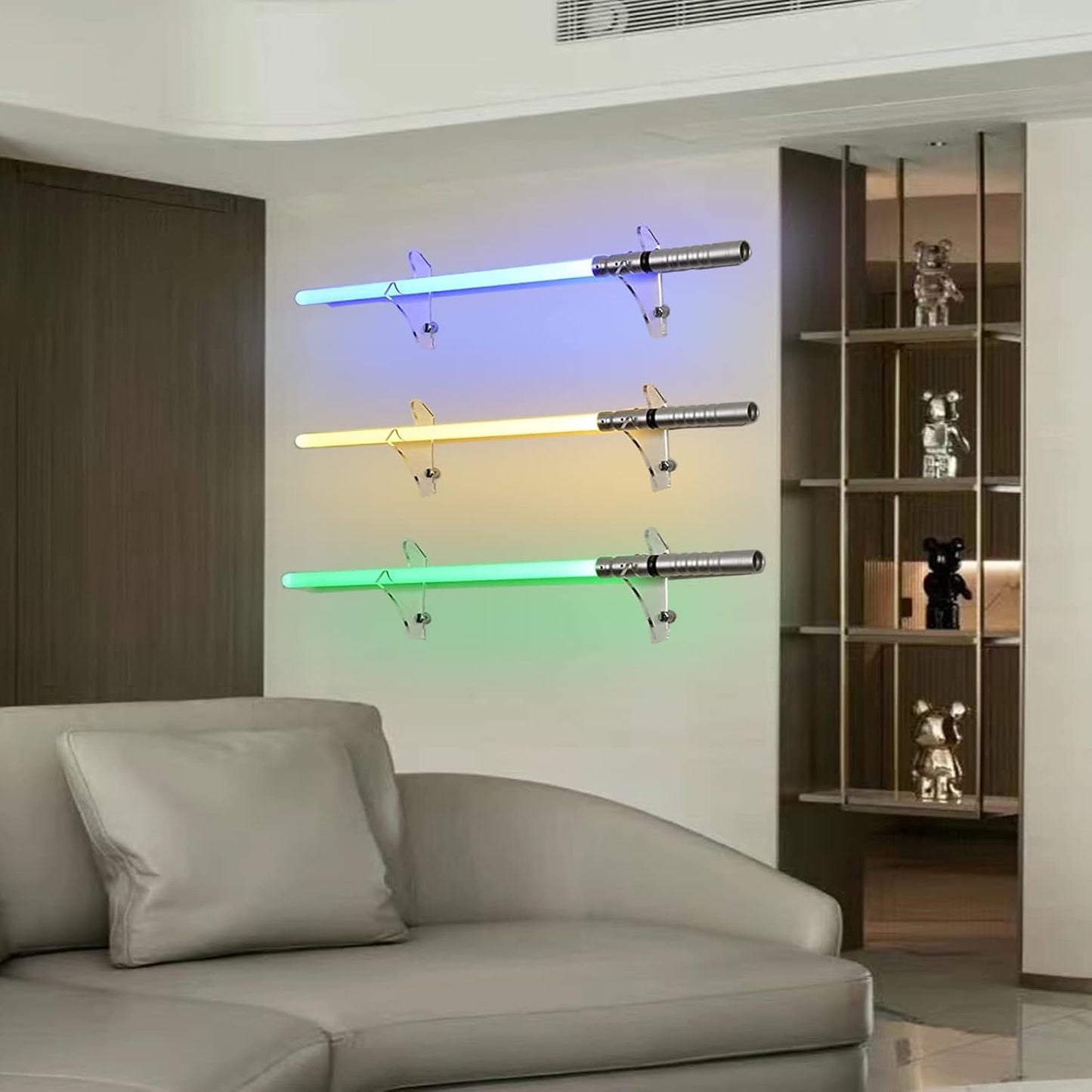 lightsaber rack, wall-mounted lightsaber rack, suitable for swords, 1 pair of lightsaber sabers (Transparent)