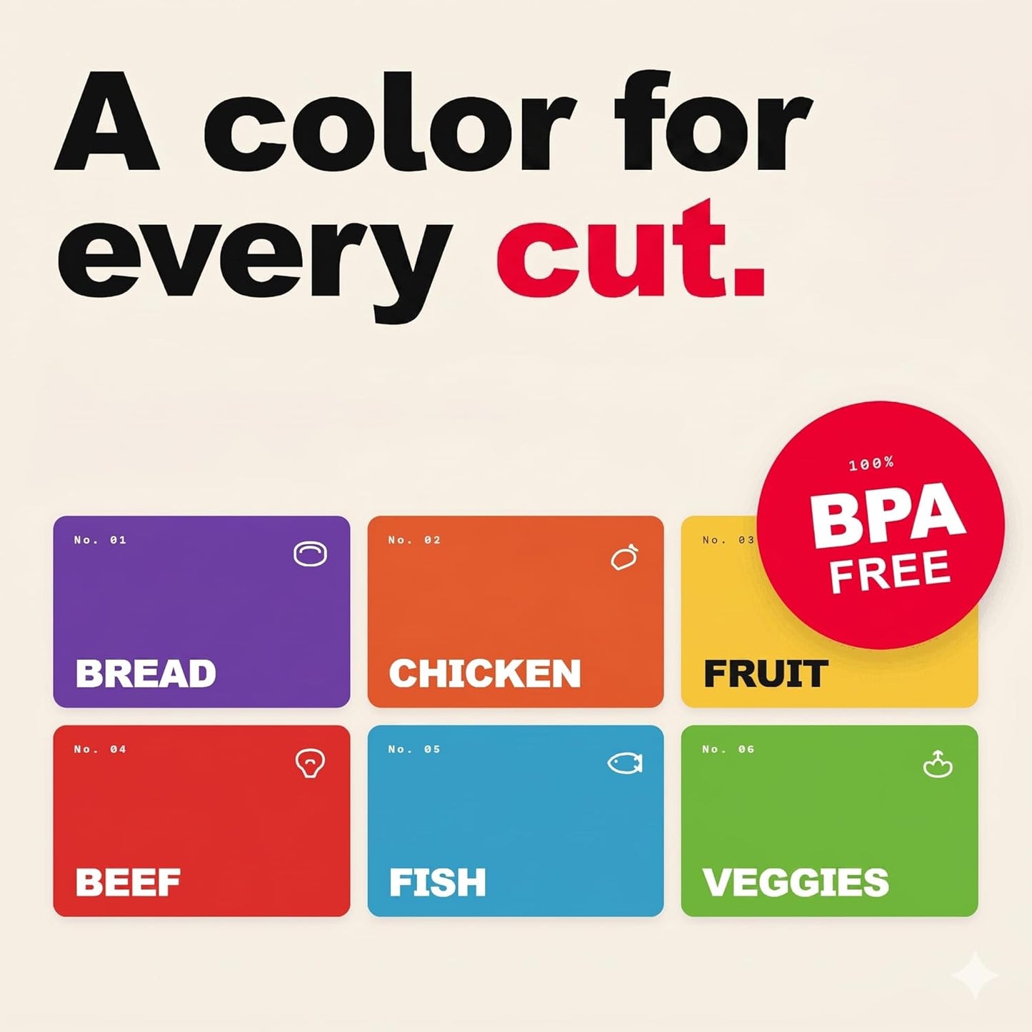 Bamboo Cutting Board Set with 6 Color Coded Flexible Mats Food Icons, BPA-Free Non Slip Easy Clean Cutting Boards for Kitchen with Holder, Dishwasher Safe, Meal Prep & Serving, Large