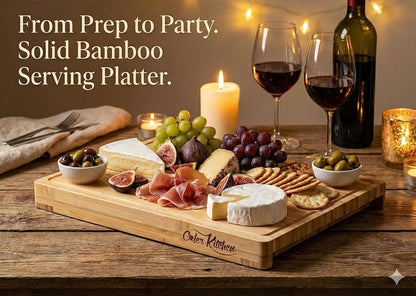 Bamboo Cutting Board Set with 6 Color Coded Flexible Mats Food Icons, BPA-Free Non Slip Easy Clean Cutting Boards for Kitchen with Holder, Dishwasher Safe, Meal Prep & Serving, Large