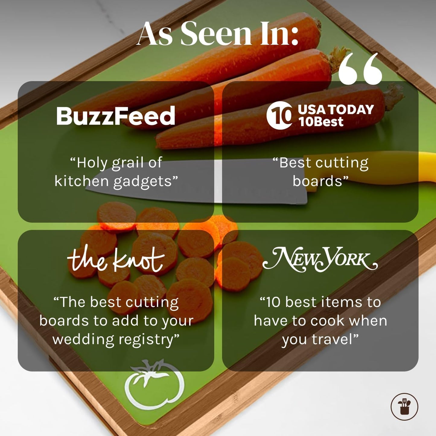 Bamboo Cutting Board Set with 6 Color Coded Flexible Mats Food Icons, BPA-Free Non Slip Easy Clean Cutting Boards for Kitchen with Holder, Dishwasher Safe, Meal Prep & Serving, Large
