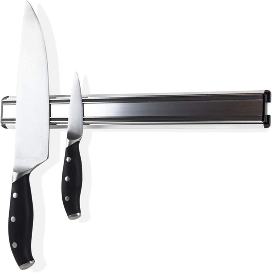 16-Inch Heavy-Duty Aluminum Knife Strip Magnetic Knife Holder Rack for Kitchen Organization, Wall-Mounted, Silver, 16"L x 2"W x 1"H