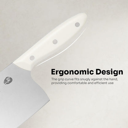 ZHANG XIAO QUAN Chinese Meat Cleaver 7.3”, Heavy Duty Chopper Knife Made by 40Cr13 High Carbon Stainless Steel for Meat Vegetable, Ultra Sharp Chef Knife for Home Kitchen Restaurant