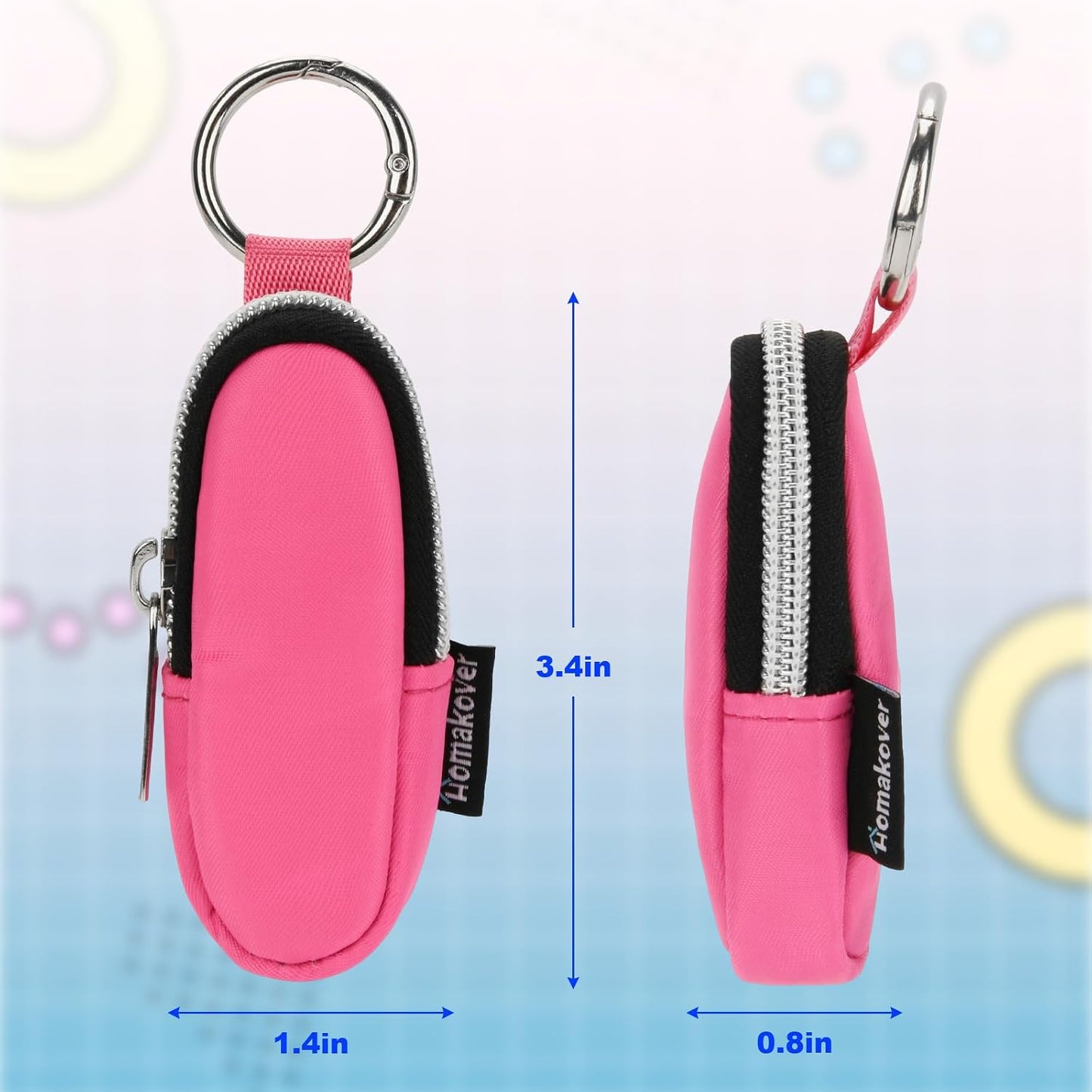 Portable Lip Balm Organizer Case with Keychain, Travel Chapstick Holder Storage Bag, Waterproof Small Cosmetic Organizer, Anti-Lost Lipstick Lip Gloss Sleeve Pouch Keeper Case (Pink, Small)