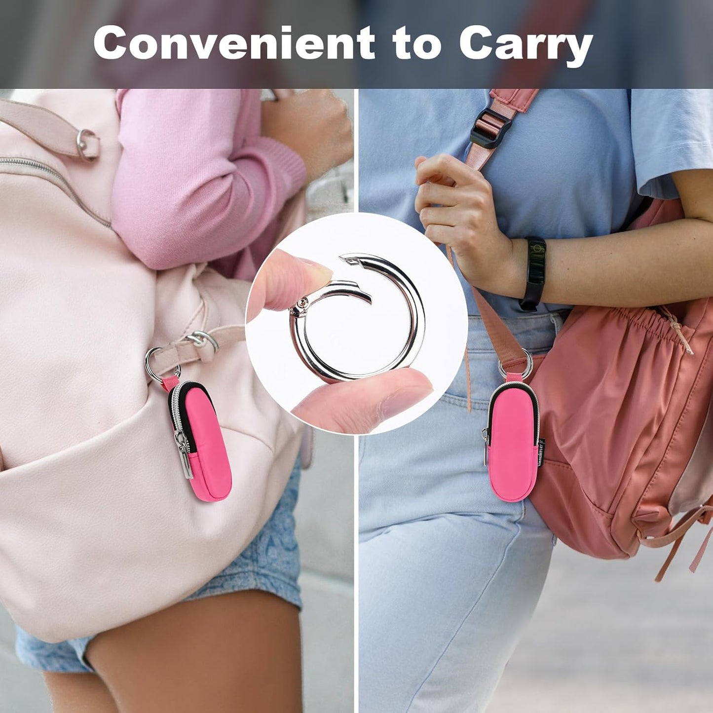 Portable Lip Balm Organizer Case with Keychain, Travel Chapstick Holder Storage Bag, Waterproof Small Cosmetic Organizer, Anti-Lost Lipstick Lip Gloss Sleeve Pouch Keeper Case (Pink, Small)
