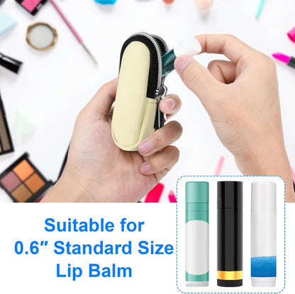 Portable Lip Balm Organizer Case with Keychain, Travel Chapstick Holder Storage Bag, Waterproof Small Cosmetic Organizer, Anti-Lost Lipstick Lip Gloss Sleeve Pouch Keeper Case (Pink, Small)