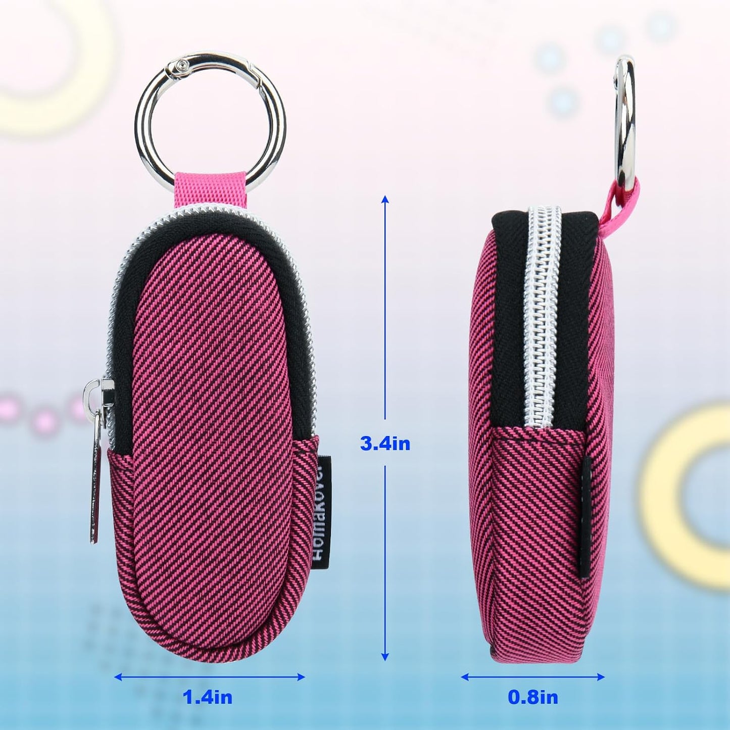 Portable Lip Balm Organizer Case with Keychain, Travel Chapstick Holder Storage Bag, Waterproof Small Cosmetic Organizer, Anti-Lost Lipstick Lip Gloss Sleeve Pouch Keeper Case (Pink, Small)