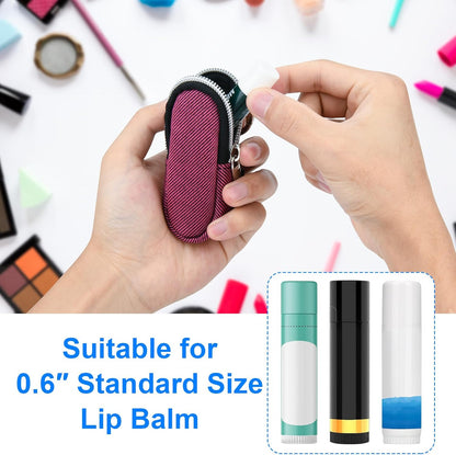 Portable Lip Balm Organizer Case with Keychain, Travel Chapstick Holder Storage Bag, Waterproof Small Cosmetic Organizer, Anti-Lost Lipstick Lip Gloss Sleeve Pouch Keeper Case (Pink, Small)