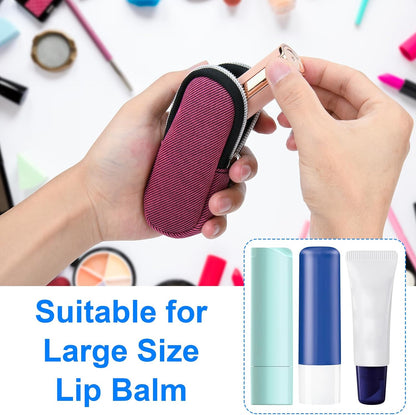 Portable Lip Balm Organizer Case with Keychain, Travel Chapstick Holder Storage Bag, Waterproof Small Cosmetic Organizer, Anti-Lost Lipstick Lip Gloss Sleeve Pouch Keeper Case (Pink, Small)