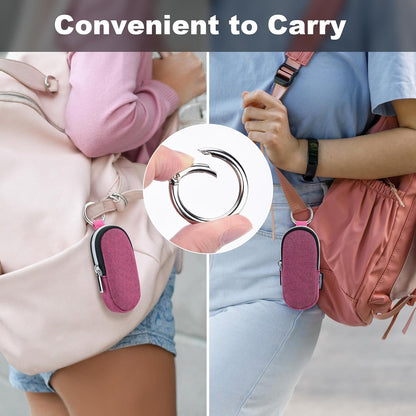 Portable Lip Balm Organizer Case with Keychain, Travel Chapstick Holder Storage Bag, Waterproof Small Cosmetic Organizer, Anti-Lost Lipstick Lip Gloss Sleeve Pouch Keeper Case (Pink, Small)