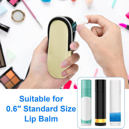 Portable Lip Balm Organizer Case with Keychain, Travel Chapstick Holder Storage Bag, Waterproof Small Cosmetic Organizer, Anti-Lost Lipstick Lip Gloss Sleeve Pouch Keeper Case (Pink, Small)