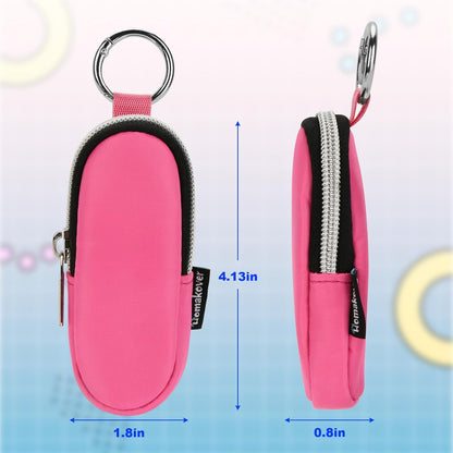 Portable Lip Balm Organizer Case with Keychain, Travel Chapstick Holder Storage Bag, Waterproof Small Cosmetic Organizer, Anti-Lost Lipstick Lip Gloss Sleeve Pouch Keeper Case (Pink, Small)